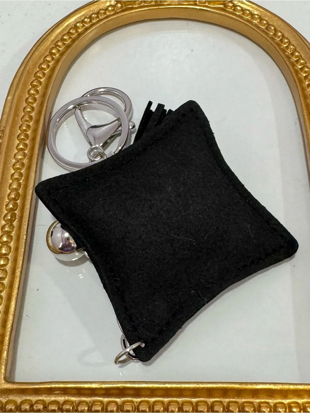 New Black/Silver Flower Motif Keychain/Bag Charm